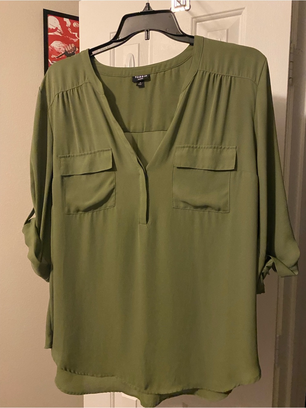 Torrid Harper Georgette Blouse - Olive Green - 3X - NWOT